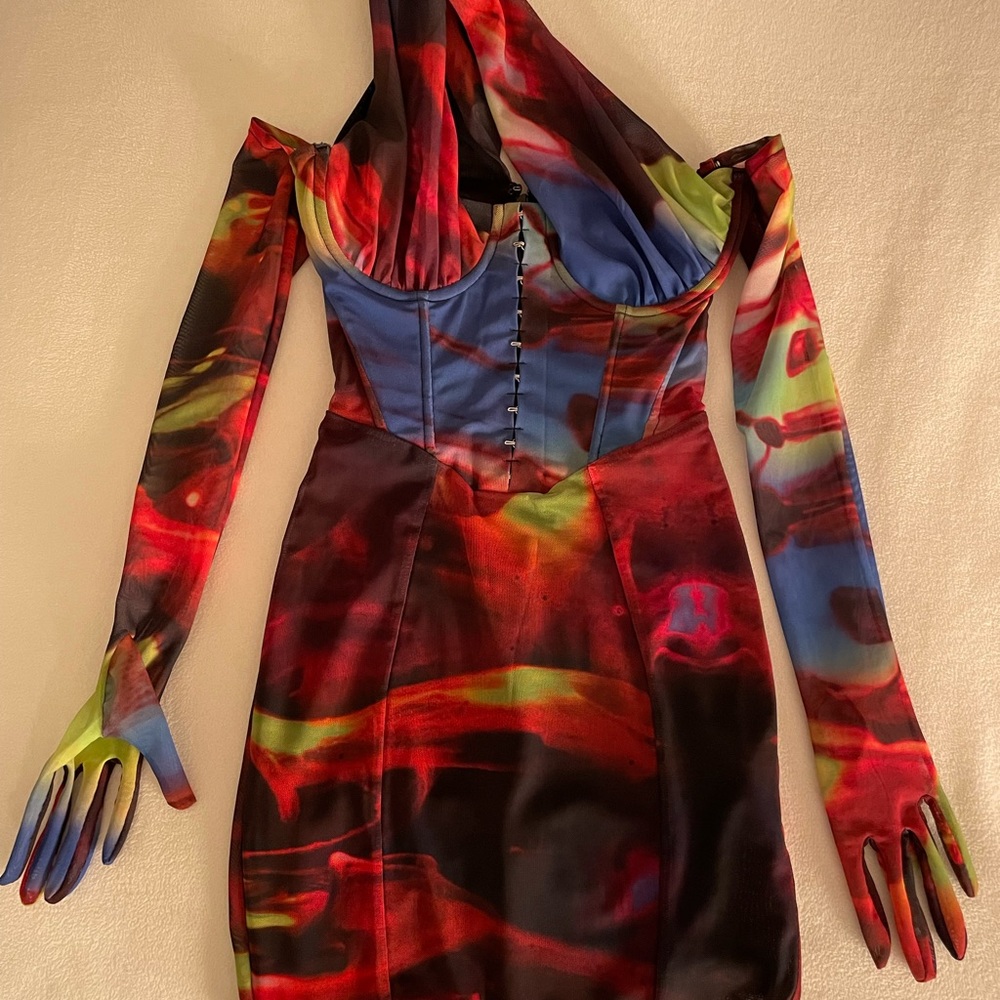 House of Cb Dahlia Printed Cut Out Mini Dress